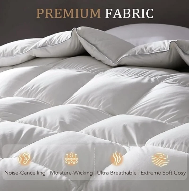 downluxe Luxurious Down Fiber Comforter with Premium Fabric, All Seasons Medium Warmth Duvet Insert King, Hotel Collection Down 3
