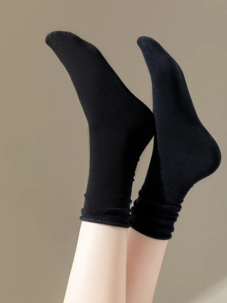 1 Paar Damen Mid-Tube-Stapelsocken, einfarbig, mit flachem Boden, Freizeitsocken, weiß, Frühling und Herbst, Sommer-Stapelsocken – Detail 14