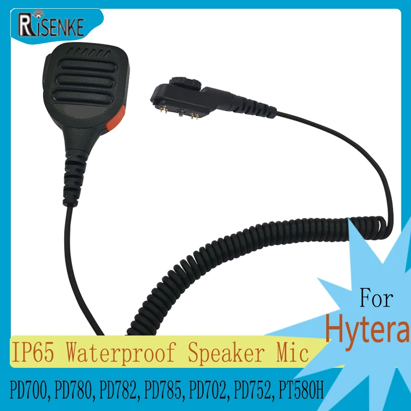 RISENKE-PT580 Speaker Mic,IP65 Waterproof,Microphone for Hytera PD700,PD780,PD782,PD785,PD702,PD752,PT580H,3.5mm Audio Jack