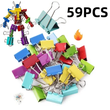 59 Pezzi Fermagli Metallici Colorati Medi per Documenti, Clip per Carta, Cancelleria per Ufficio, Organizzatore per Album Fotografici e Ricevute, Clip per Cartelle