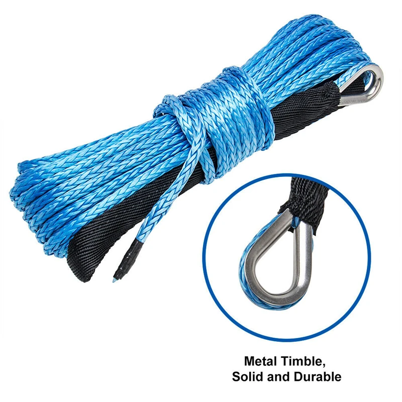 Durable 15M 6mm/4.8mm 10000LBS Synthetic Winch Rope Line Recovery Cable for 4WD ATV SUV Truck Boat Winch Towing Rope