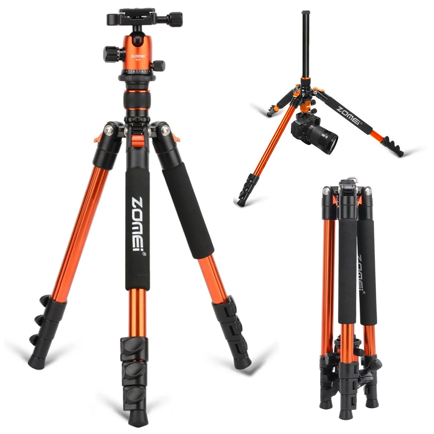 

Foldable Aluminum Camera Tripod Compatible with 1/4"-20 and 3/8"-16 Video Head for Sony Nikon Canon, Macro Photography Stand