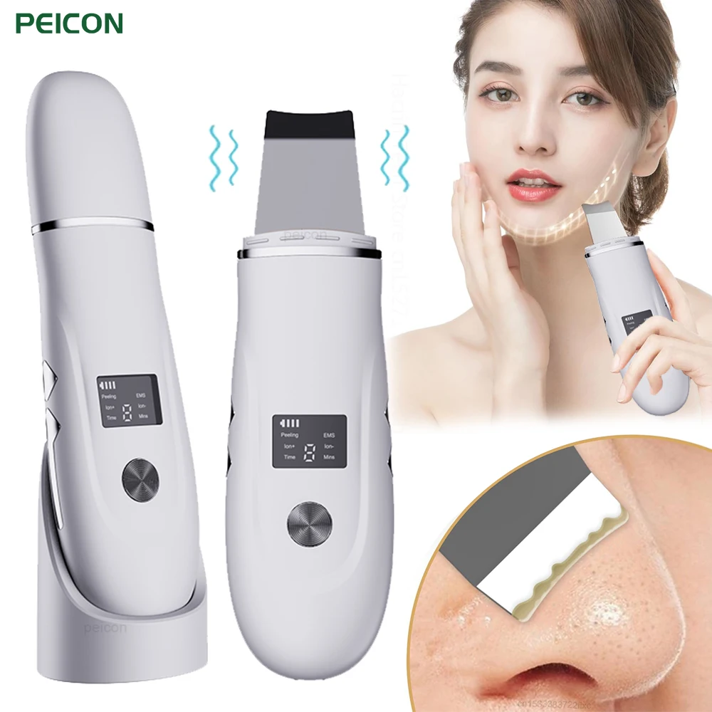 Ultrasonic Facial Peeling Blackhead Remover Skin Scrubber Acne Pore Deep Face Cleaning Ultrasonic Scrubber Facial Lift Massager