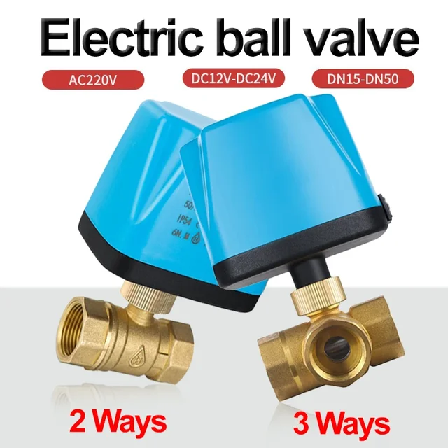 2 ทิศทาง, 3 ทิศทาง DC12V-24V หรือ AC220V มอเตอร์วาล์วบอลวาล์วทองเหลือง, 3 สาย 2 ควบคุมบอลวาล์วไฟฟ้า DN15 DN20 DN25 DN32 DN40 DN50 1