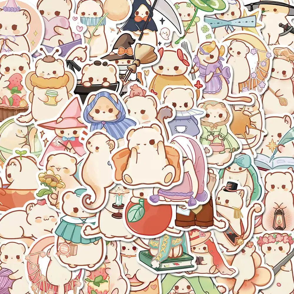 

50PCS Cute Animal Ferret Sticker Waterproof Decoration DIY Scrapbook Cup Laptop Luggage Helmet Kids Toy Decal