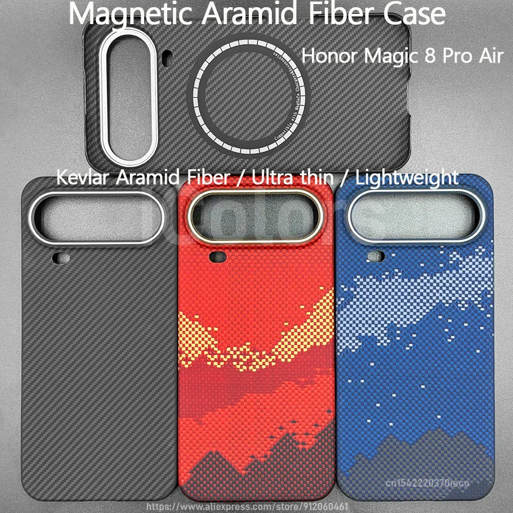 Honor Magic 8 Pro Air: Ultra-Thin Aramid Carbon Fiber Magnetic Protective Case with Magsafe Compatibility