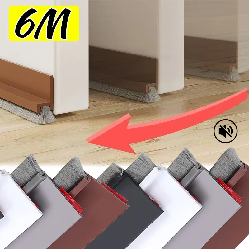 Door Bottom Brush Seal Strip with Brush Dust Prevent Rubber Blocker Insect Proof Home Windproof Self Adhesive Seal Strips 6/1M For Door Seal Strip Sealing Strip Tape Window Seal Strip Sealing Tape Sealing Strip Rubber Seal Strip Rubber Door Weatherstripping Door Weatherstripping