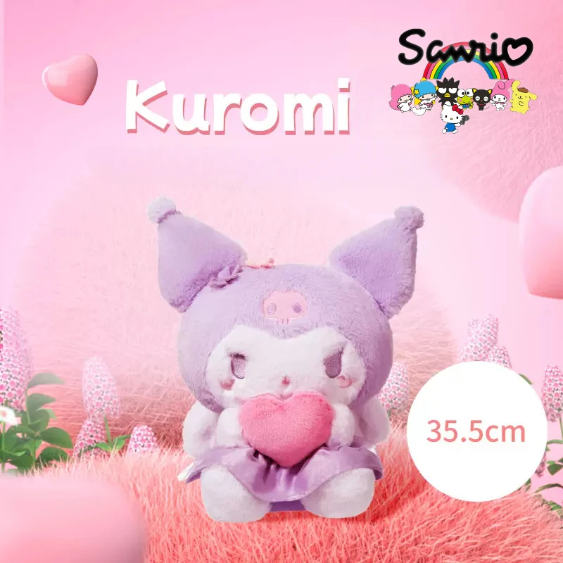 

Милая миниатюрная аниме Sanrio Оригинальная кукла Kuromi Купидон Сидящая плюшевая игрушка периферийный дом искусственные детские подарки на день рождения