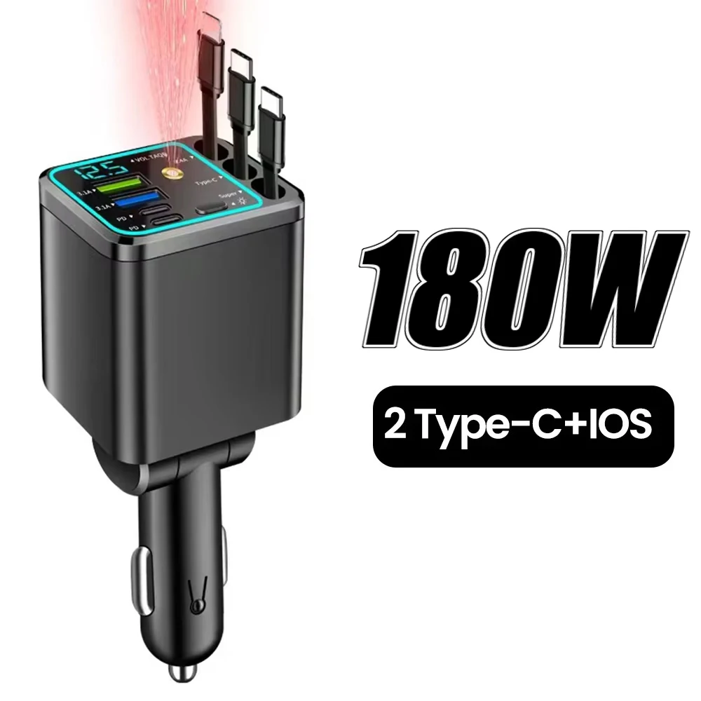 ตัวเลือกสินค้า ที่ชาร์จแบตในรถ 180W ชาร์จเร็ว PD30W พร้อมจอแสดงผล