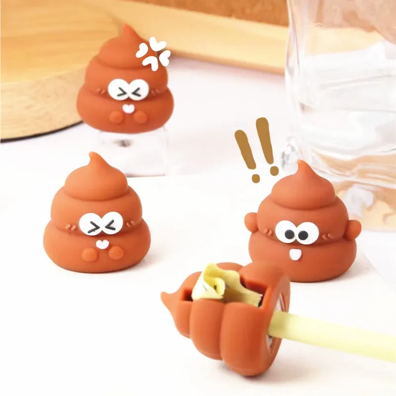 

Cute silicone poop pencil sharpener tricky funny poop cake pencil planer children's pencil bag prize