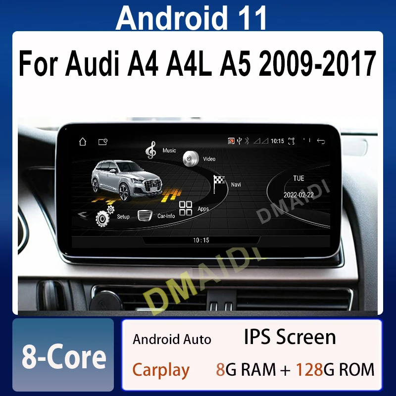 

Car Multimedia Player 10.25/12.5inch Android 11 8+128G GPS Navigation For Audi A4 A4L B8 A5 2009-2017 CarPlay Auto Radio Screen