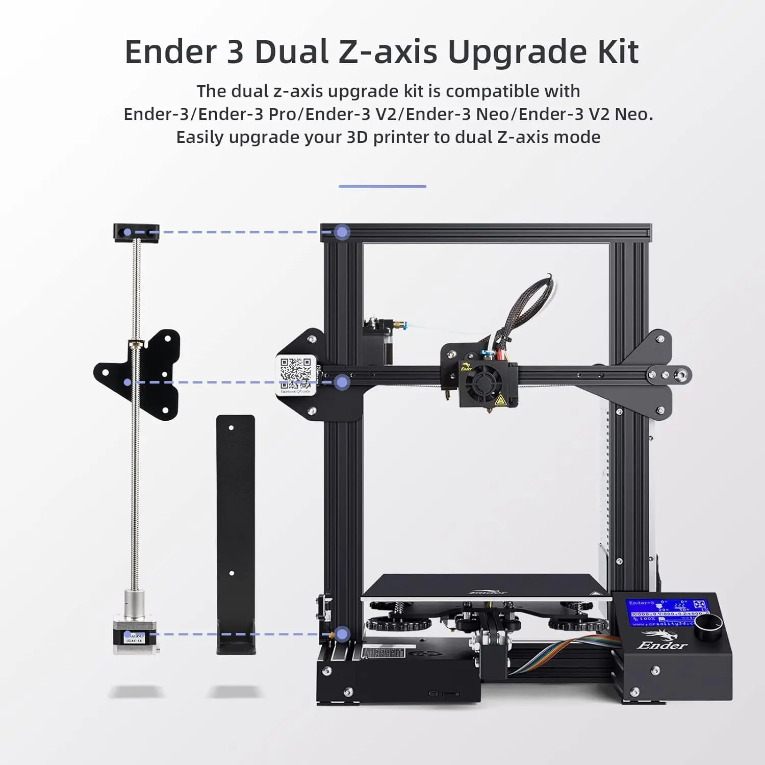 Creality Ender-3 V2 Neo 듀얼 Z축 업그레이드 키트, 3D 프린터 부품, 듀얼 스크류 로드 업그레이드 키트, Ender 3 V2 /Ender-3/Ender-3 Pro용