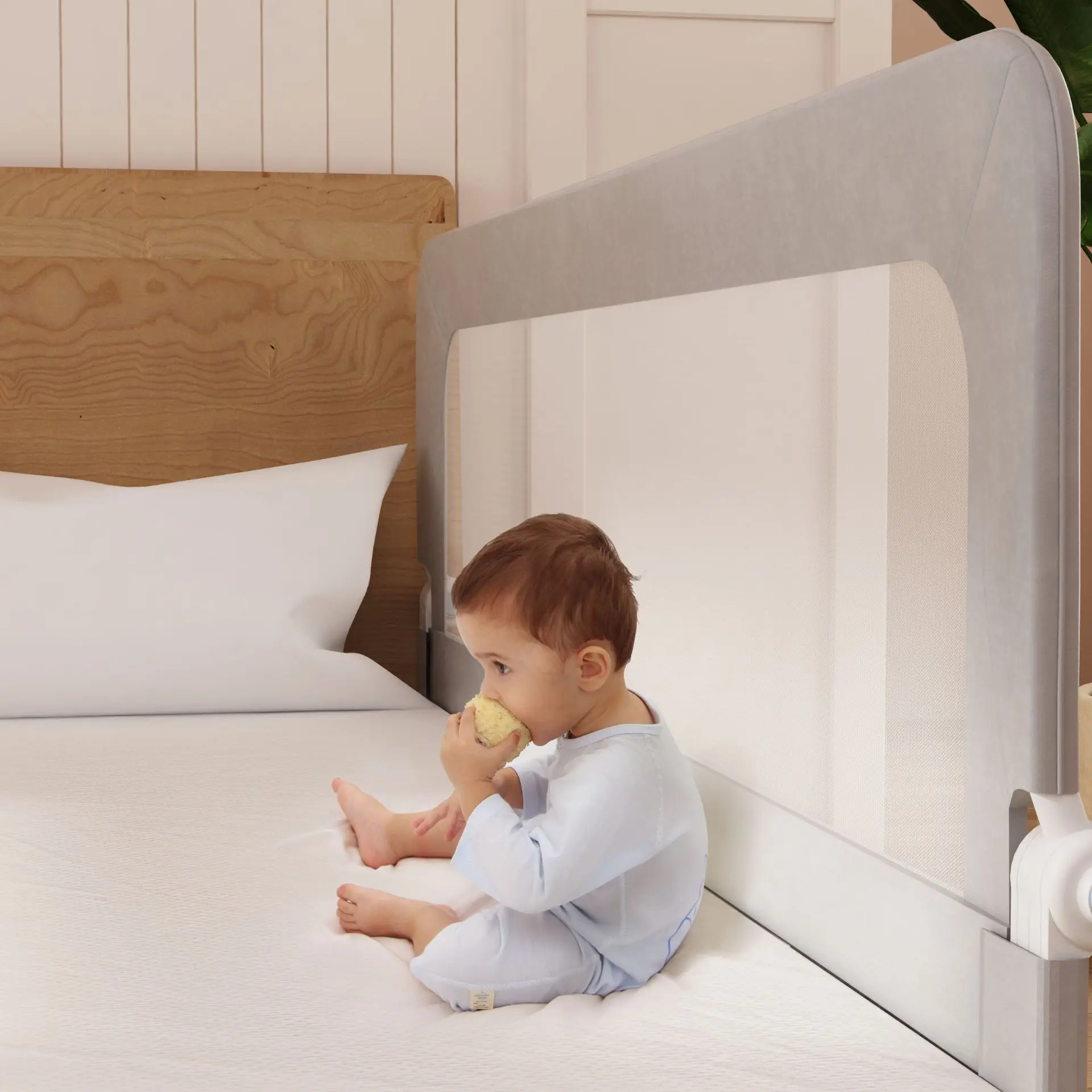 150cm-200cm Crib Baby Bed Guardrails Fence Invisible Newborn Collapsible Guard Rails To Prevent Falling Bed Guardrail (1-side)