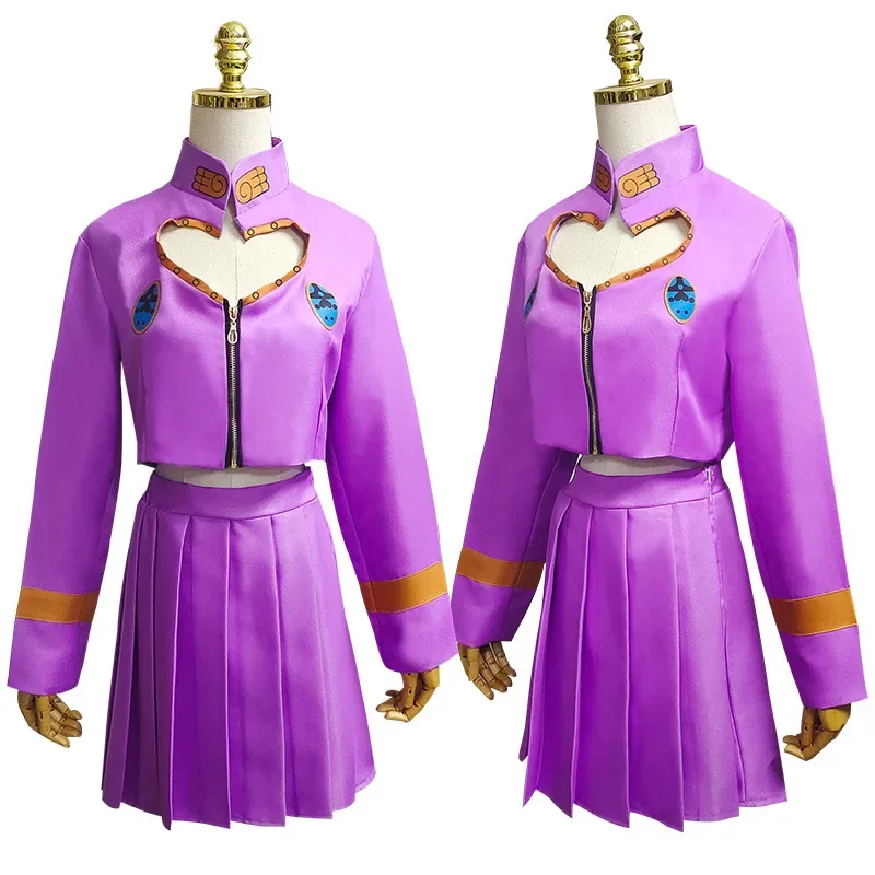 

Anime JoJo's Bizarre Adventure Yoshikage Kira Cosplay Costume Women Purple Uniform Outfit Halloween Carnival Party Suit Women