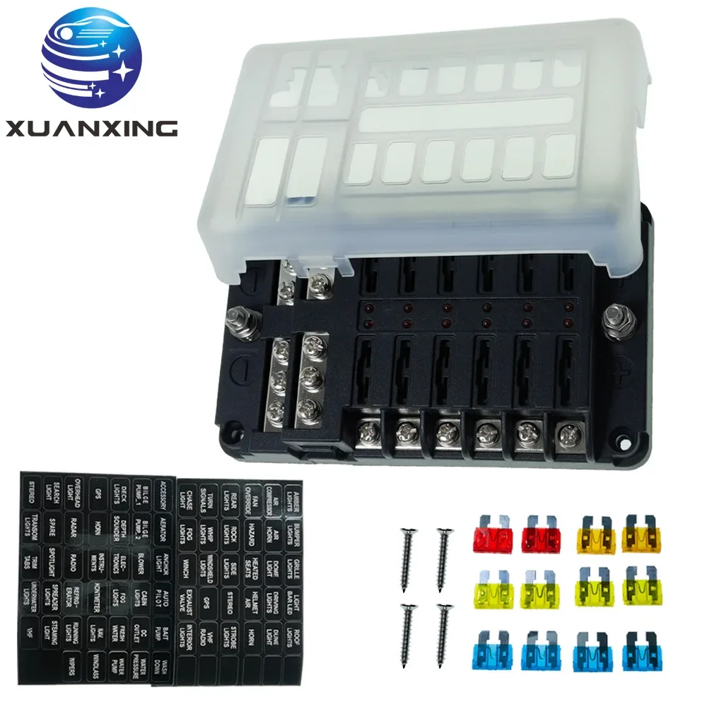 Busbar Black Busbar Block Con Coperchio 12 Vie M6 Corrente 250A Per Rv Yacht