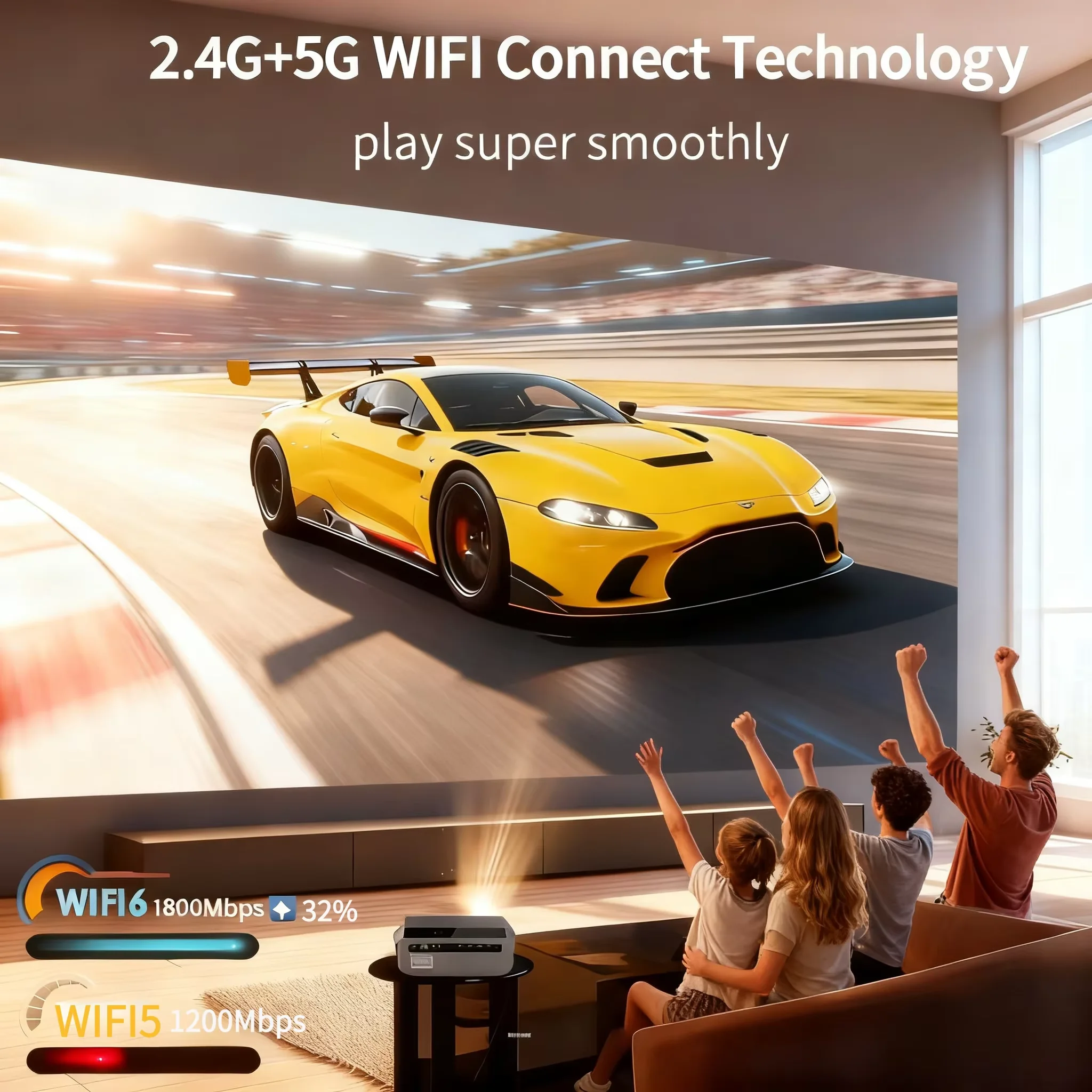 4K 자동 초점 영화 프로젝터 3500 ANSI 2.4+5G 와이파이 블루투스 1080P 풀 HD HDR 안드로이드 TV 비디오 주간 프로젝터 홈시어터
