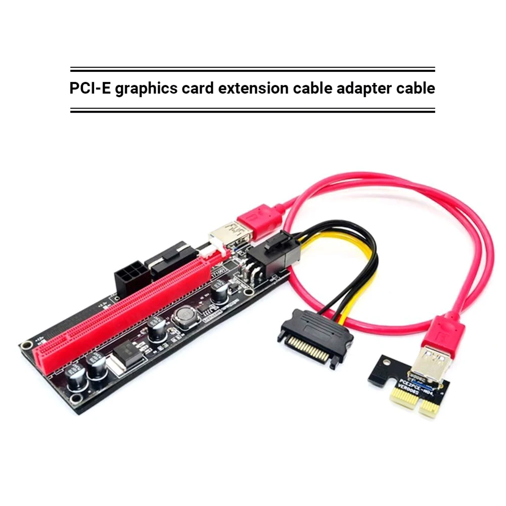 Ver009S PCI-e 라이저 Ver 009S PCI 익스프레스 1X-16X 어댑터, USB 3.0 데이터 케이블, SATA 15 핀-6 핀 전원 케이블, 130x44x5mm