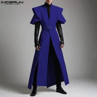 Casual mn Style Y-INCERUN Beau Hommes At Silhouette Long Cardigan Chemises Homme Solide Document À Manches Courtes Blouse S-5XL 3