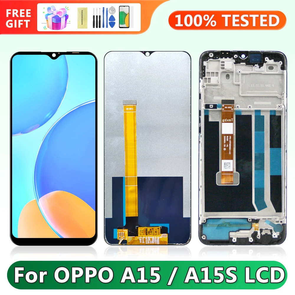 

ЖК-экран для Oppo A15 CPH2185, ЖК-дисплей, цифровой сенсорный экран с рамкой в сборе для Oppo A15s CPH2179, сменный экран