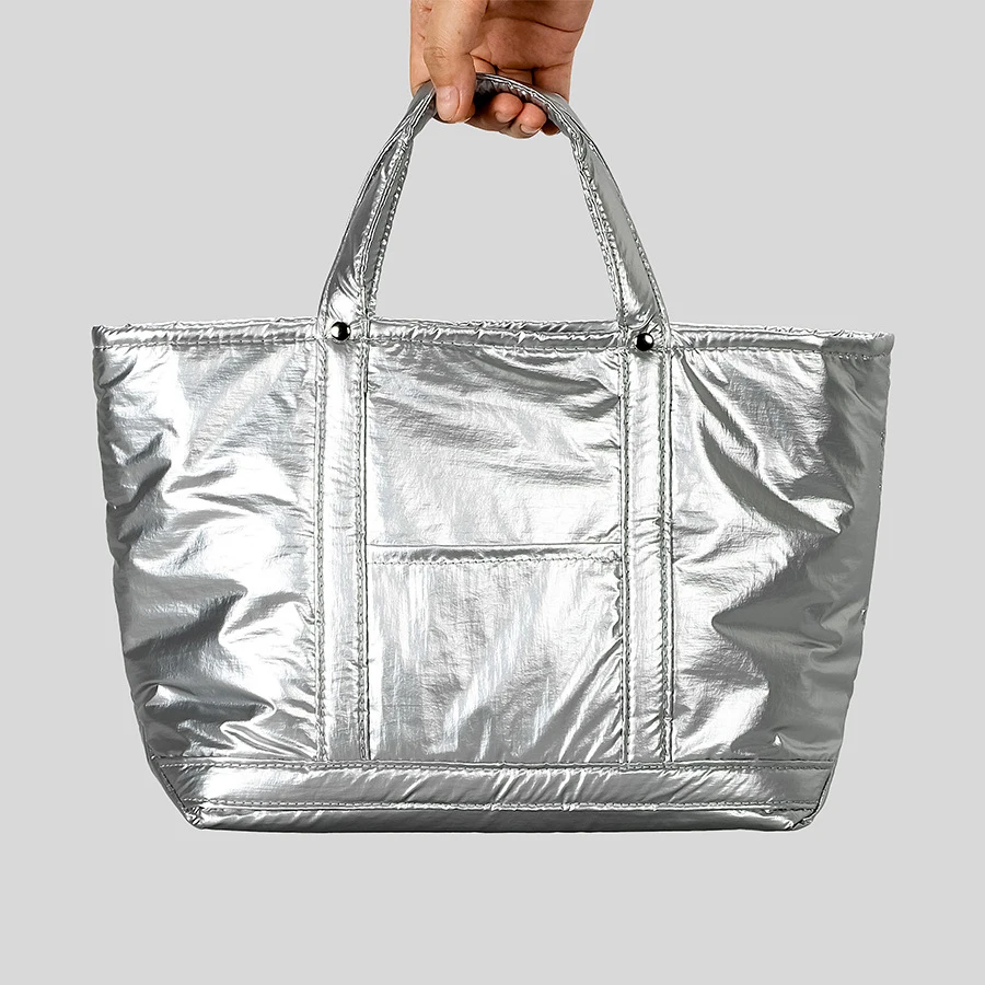 希少 HEAD PORTER LARGE SILVER TOTE BAG Porter Tote Medium Silver Grey | Medium Tote Bags | VEE