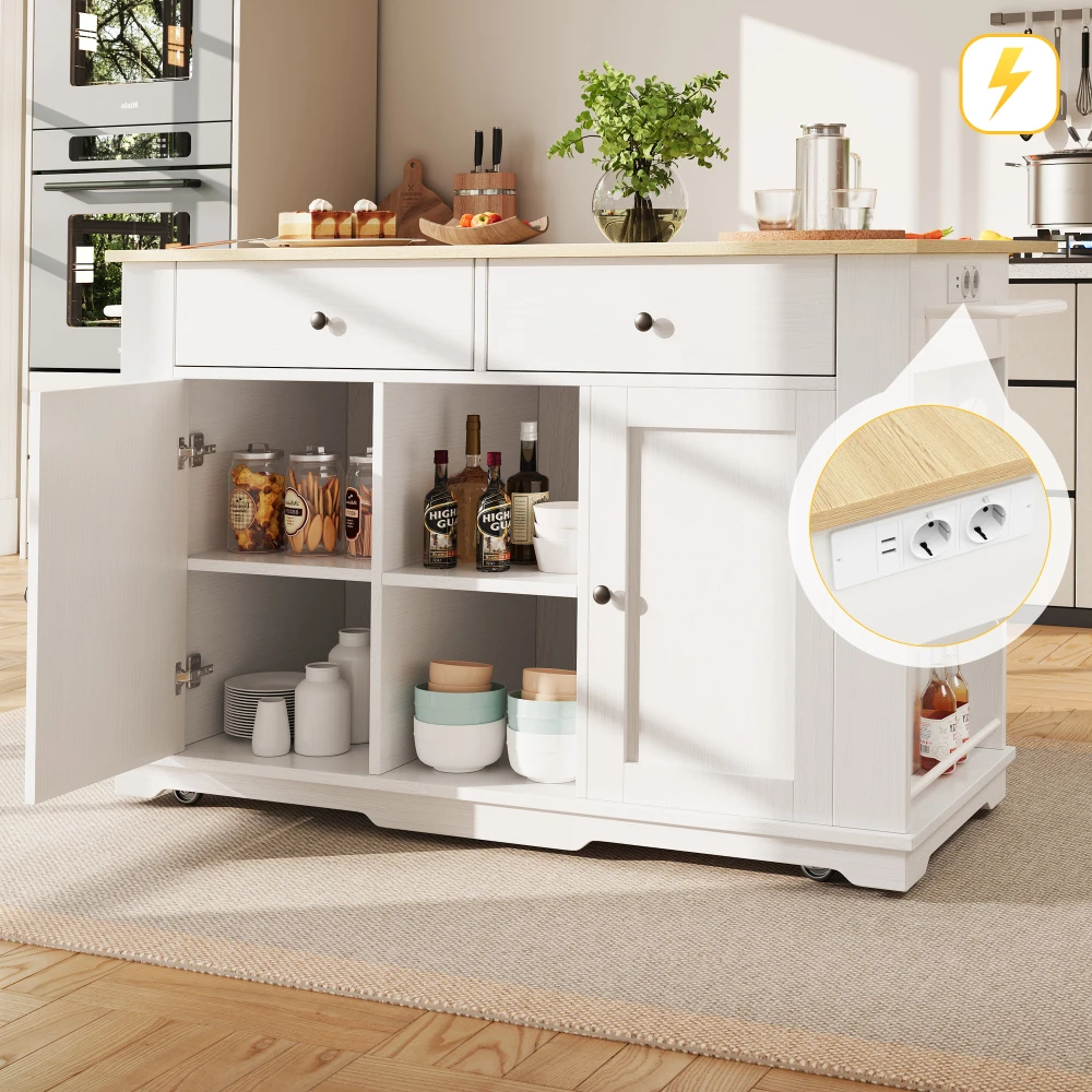 Kücheninsel, Küchenwagen mit Steckdosenleiste, Servierwagen mit Arbeitsplatte, Buffetschrank, Esszimmerwagen, Buffetschrank – Detail 32