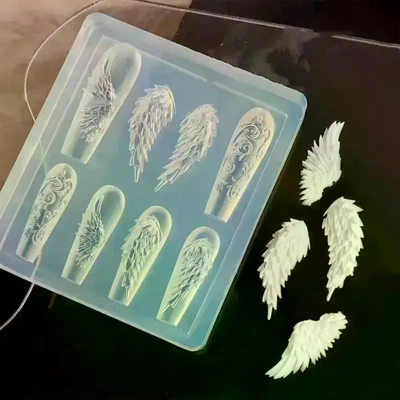 1개 3D 네일 재사용 가능 DIY 귀여운 나비 날개 실리콘 네일 몰드 템플릿 스탬핑 디자인 아트 부품 장식 도구