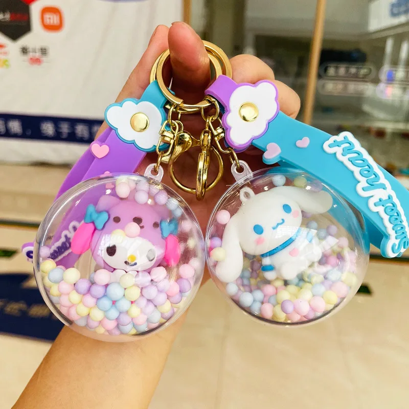 

Брелок Sanrio в стиле аниме Kawaii Cinnamoroll Hello Kitty My Melody Kuromi аксессуары для ключей акриловые шарики с пузырьками подвеска брелок подарок