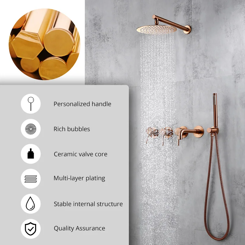 Shower Set Bathtub Faucet Set Bath Mixer Tap Bathroom Rainfall Headshower Hot And Cold Kit With Brass Handshower