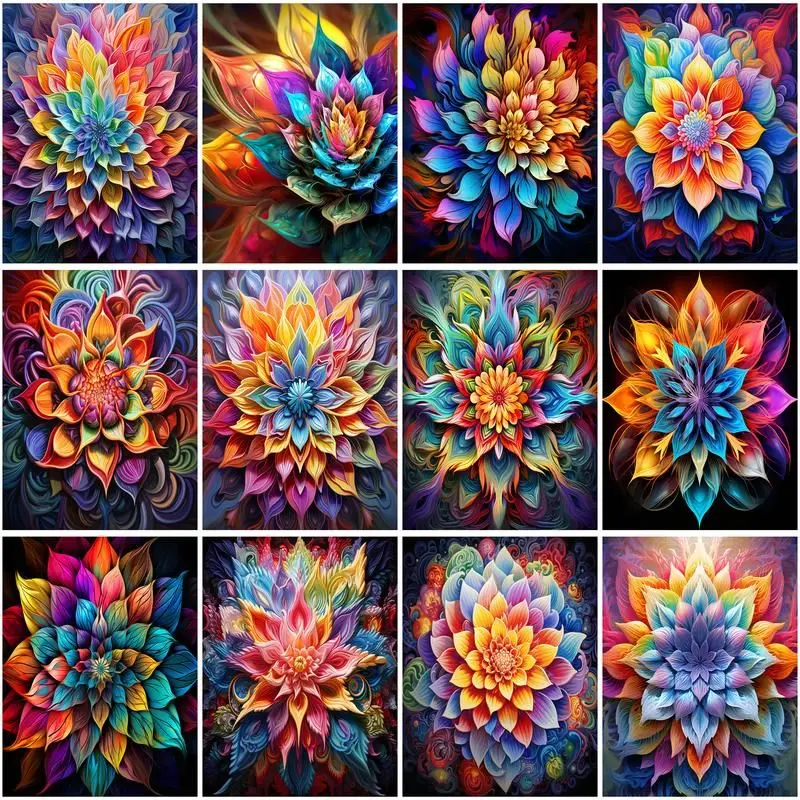 CHENISTORY Full Square Diamond Painting Mosaic Colorful Flower 5D DIY Diamond Painting Rhinestone Pictures Home Decoration