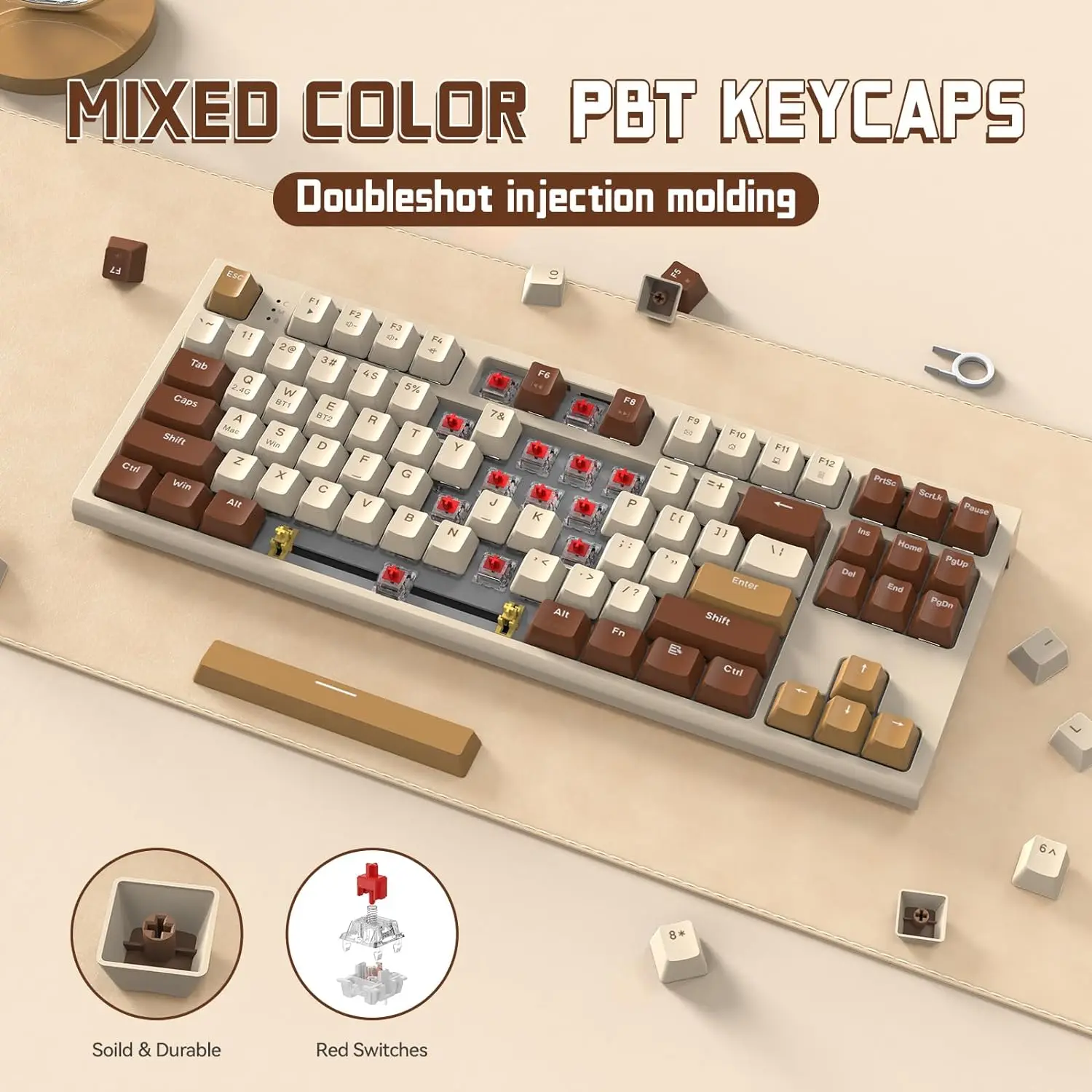 ミー♪ ZIYOU LANG M88 Wireless Mechanical Gaming Keyboard, TKL 87