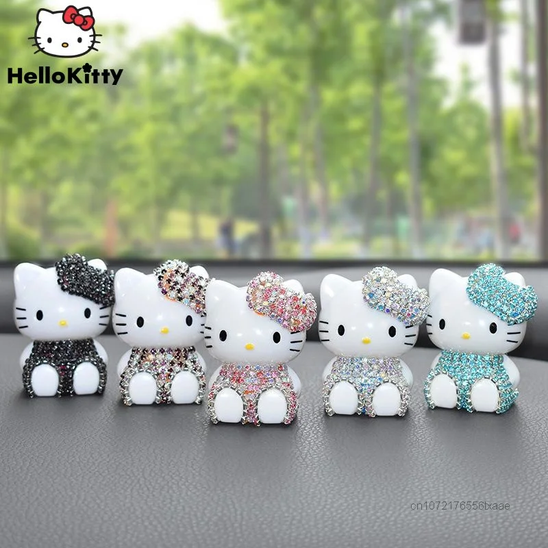 Sanrio – petit accessoire d'intérieur de voiture Hello Kitty, en diamant,  décoration de luxe, Anime, pour salle de bureau, Kawaii, cadeaux tendance