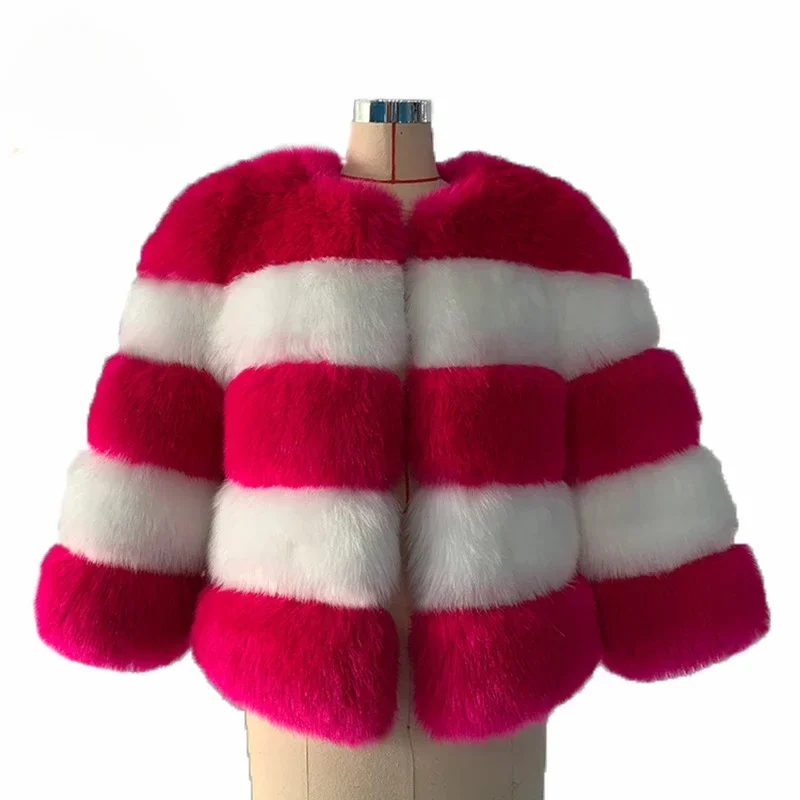 Coat Women's Contrast Autumn and Winter New Fur Spliced Fox Hair Thickened Warm Fur Coat
