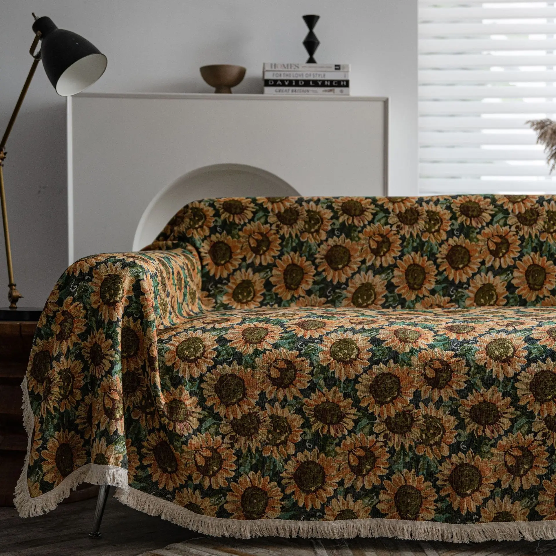 

Polyester Fiber Cotton Couch Cover, Oil Painting Style, Sunflower Blanket, Sofa Protectors for Living Room, Slipcovers