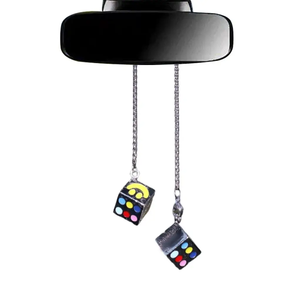 Car Mirror Decor Dice Pendant Hangable Alloy Dice Shape Keychain Pendants Retro Cute Suspending Ornaments Decorative Car