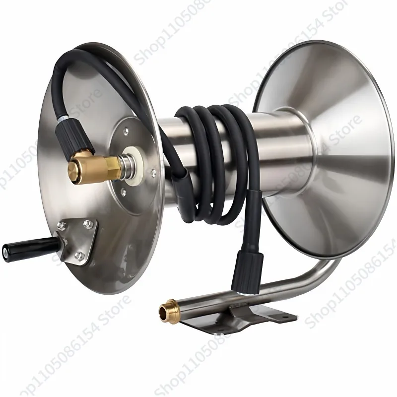 벽걸이형 세차용 수도관 릴 홀더 가정용 고압 호스 릴 세차 랙 스테인리스 스틸..