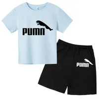 Ensemble 2 pièces décontracté d'été pour enfants de 3 à 12 ans, imprimé lettres, t-shirt et pantalon doux pour garçons et filles 4