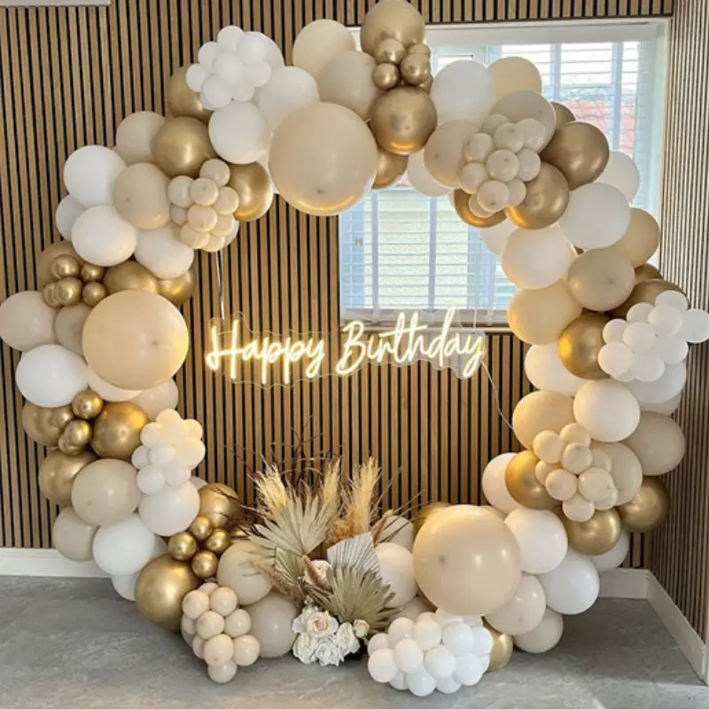 

White Beige Balloon Garland Arch Kit Coffee Brown Latex Balloons for Boho Wedding Baby Shower Birthday Party Background Decor