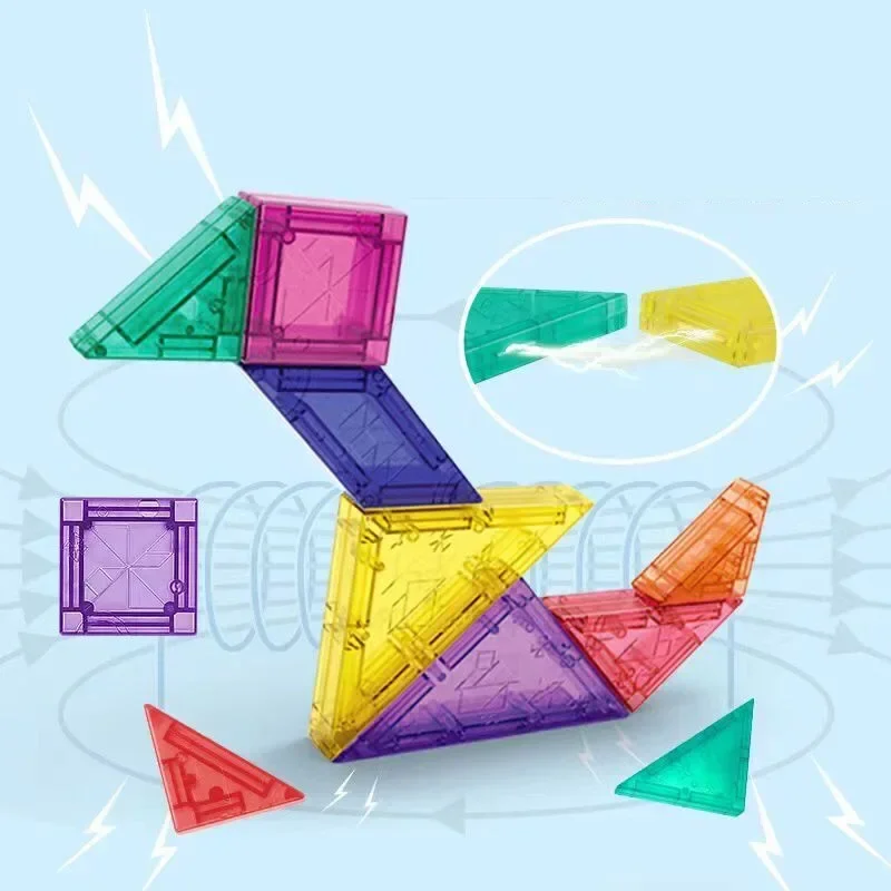 Montessori Magnetic Colorful 3D Tangram Jigsaw Toy Kid Logical Thinking Training Drawing Board Games Education Toys For Children 2