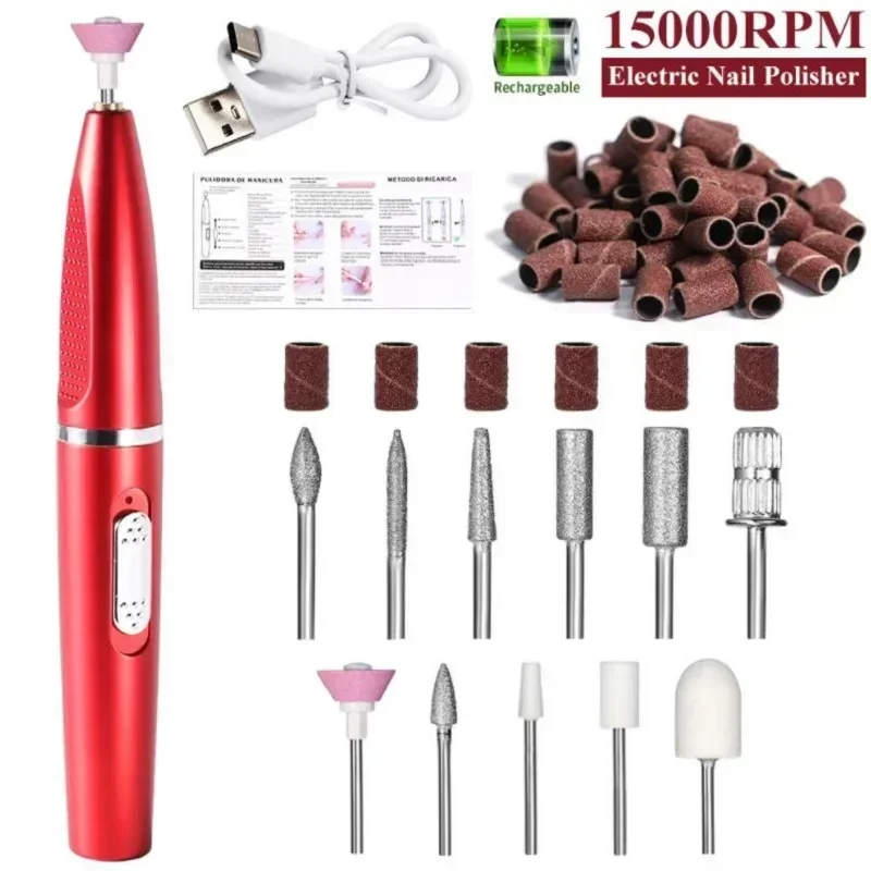 Electric Nail Polisher Drill Bits Professional Nails Grinding Polishing Dead Skin Removal Art Sanding File Pen Manicure Machine 2