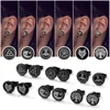 6pairs/set Black Round Stud Earrings Skull Celtic Cross Star of David Viking Wolf Tree Fighter Eye of Horus Unisex Jewerlry QC24 5