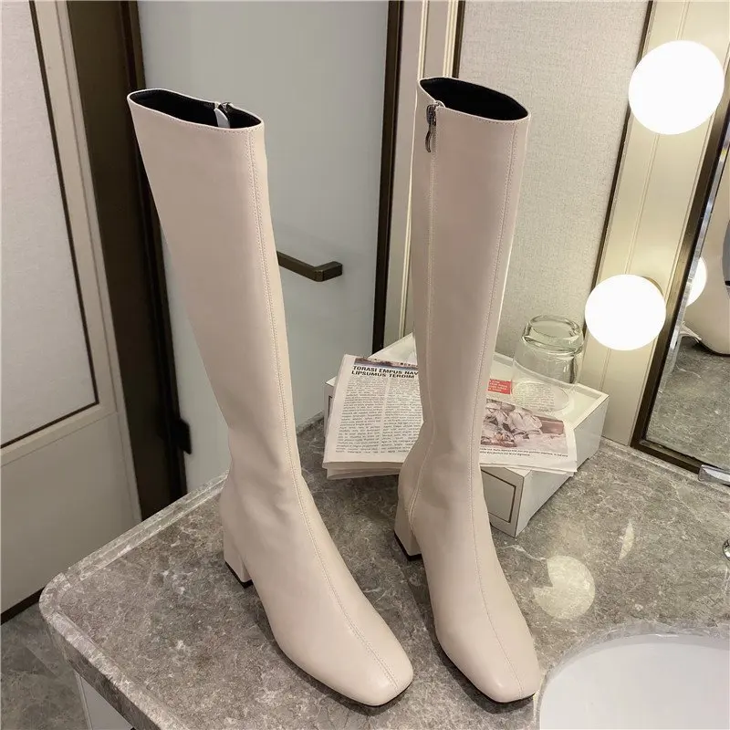 

Lady Boots Sexy Thigh High Heels High Sexy Zipper Shoes Boots-Women Luxury Designer Over-the-Knee Leather Rubber Knee High Med 2