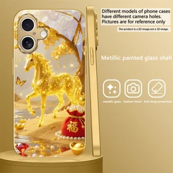 Golden Lucky Horse Premium Glass Phone Case - iPhone 12 Mini (JS - SMJ12508301)