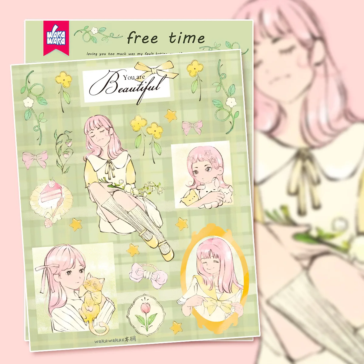 꽃 노트 스토리 시리즈 캐릭터 스티커, DIY 크리에이티브 스티커, 구카 핸드북 소재 콜라주 스티커