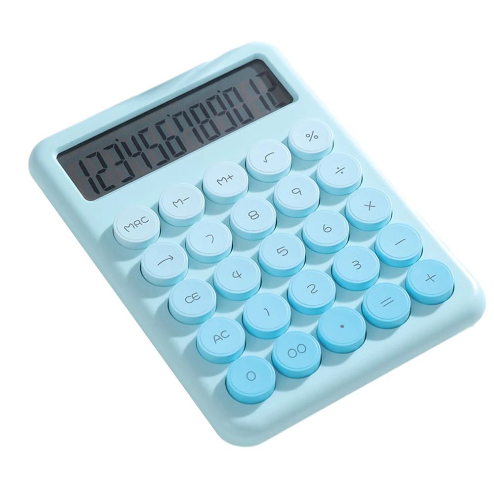 Desktop Calculator 12 Digit Large LCD Display Big Round Button Cute Gradient Colored Calculator Suitable for Office School Home