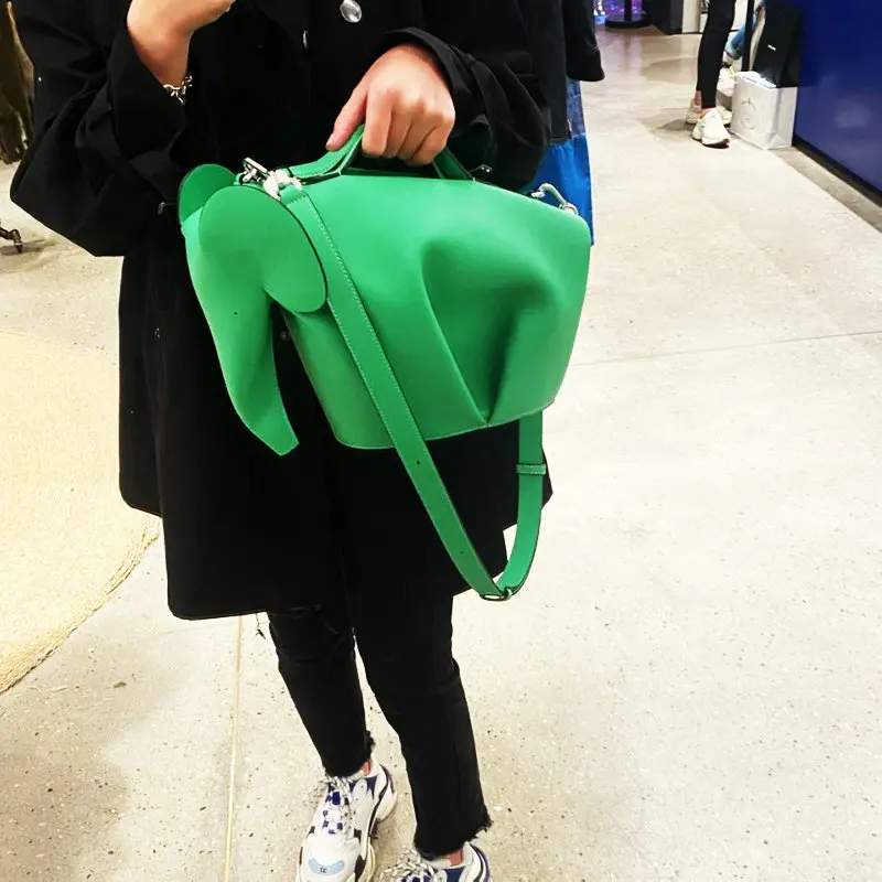Großen Elefanten Tasche Aus Echtem Leder Gefertigt Angepasst Nette Tier Geformt Crossbody Messenger Geldbörse Tote Rindsleder Geschenk Kreative