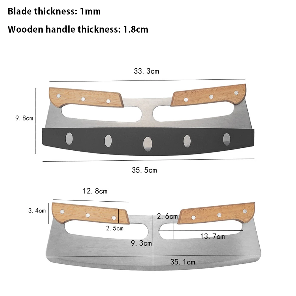 35cm Large Pizza Cutter Sharp Rocker Blade Stainless Steel Pizza Slicer Knife with Cover Kitchen Tools Accessories