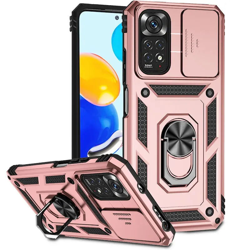 Armor Ring Bracket Push Phone Fodral för Xiaomi Redmi Note 11 10 9 8 Pro Ma 9S Prime Poco X3 NFC X4 M4 4G 5G Skal för Mi_voghion.com