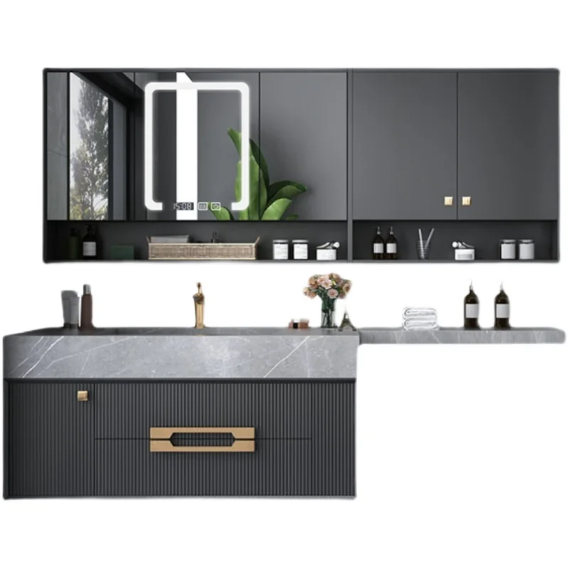 Bathroom cabinet rock slab integrated basin extension toilet smart, bathroom washbasin hand washbasin cabinet combination