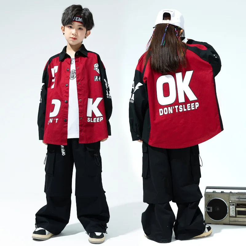 

Girls Boys Hip Hop Ballroom Dancing Costumes for Kids Jazz Dance Shirt Vest Coat Pants Child Party Show Stage Wear Outfits Suits