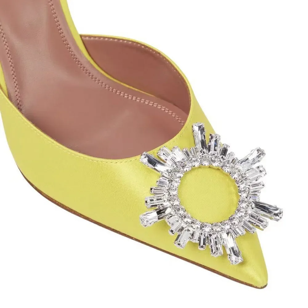 Women high heels platform high heels sandals ankle buckle sandals crystal buckle rhinestone pointed toe wedding shoes